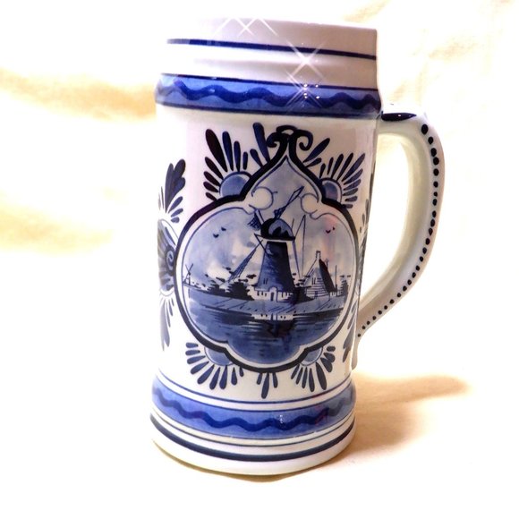 VINTAGE Hand Painted ~~~DELFT Blue STEIN ~ HOLLAND ~ No. 209 - Picture 1 of 1